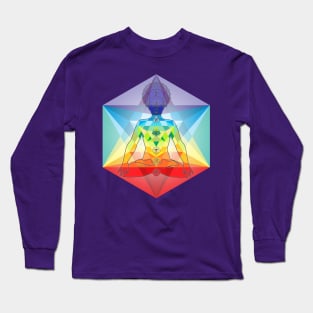 Geometric Man with the Colors of the Chakras Long Sleeve T-Shirt